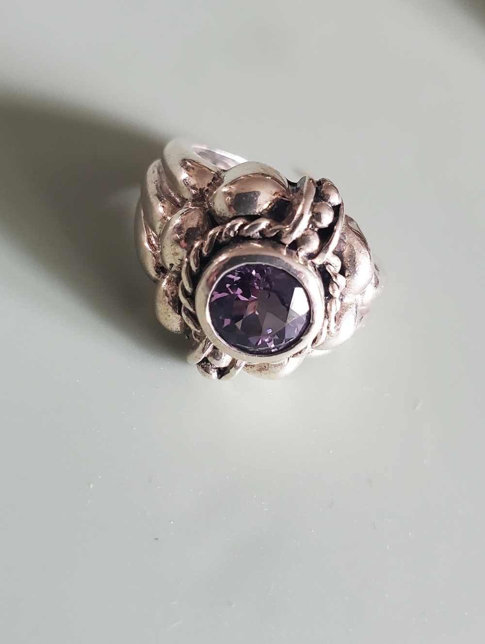 New Amethytst Size 5 Sterling Silver Ring